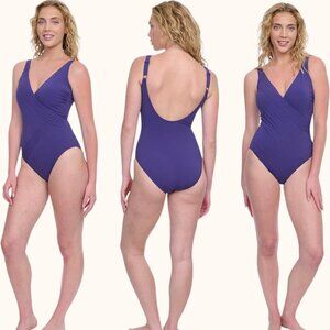 NWT Gottex Lattice V-Neck Surplice One Piece Swimsuit 16